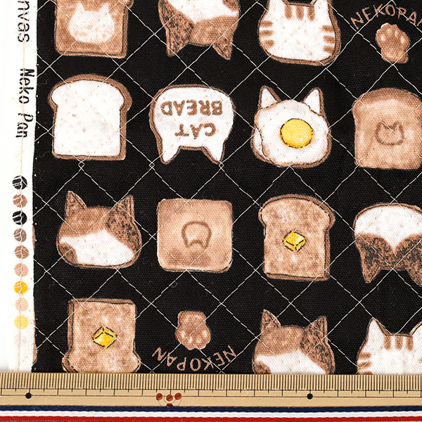 生地 『カラフルキャンバス オックスキルト ねこパン カットクロス 約
