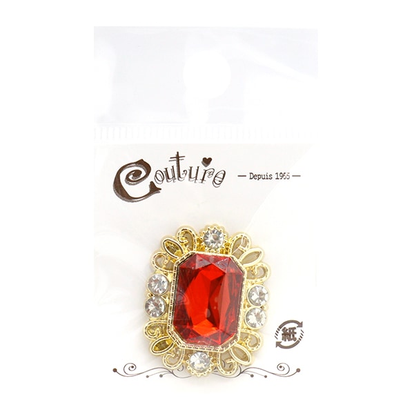 手芸パーツ 『ビジューセンターパーツ 1個入り 32mm×25mm レッド OSG