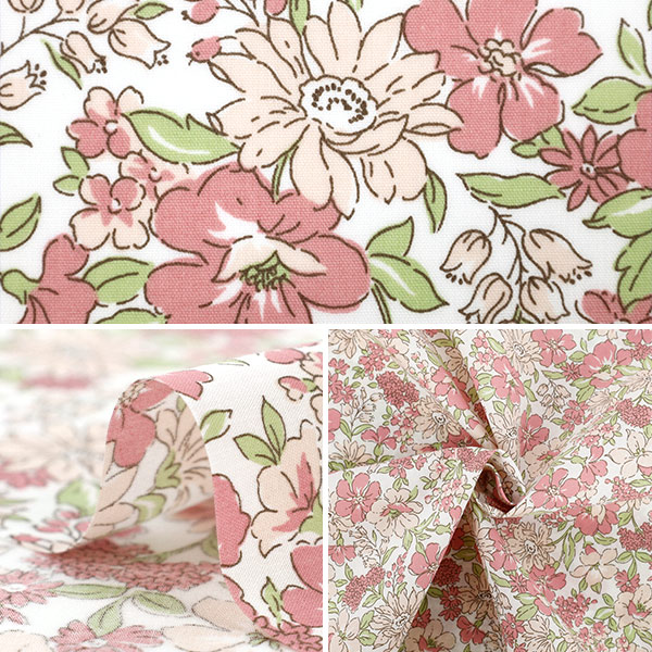 花★リピーター様割 数量5から】 生地 『TCバチスト 中花柄 ピンク AP4790-2A』 生地