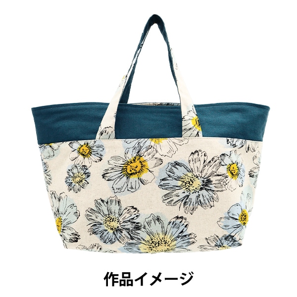 数量5から】 生地 『日比谷花壇 花屋さんのお花柄 綿麻キャンバス