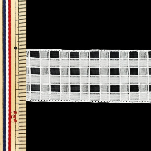 リボン 『格子柄レースリボン 2025 約幅40mm×長さ2m ホワイト YRC2553