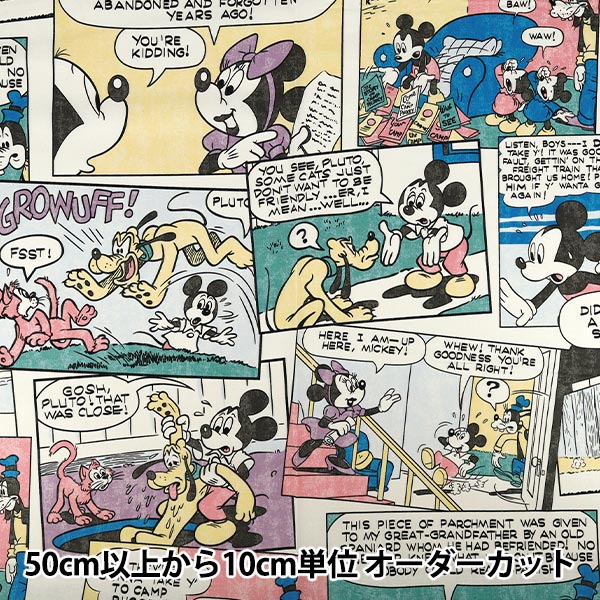 数量5から】 生地 『オックスキルト ミッキー&ミニー レトロ柄 GRQ
