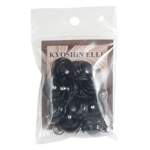 レザー金具 『底鋲 カシメ式 1.6cm 黒 10個入り 75538-05』 KYOSHIN