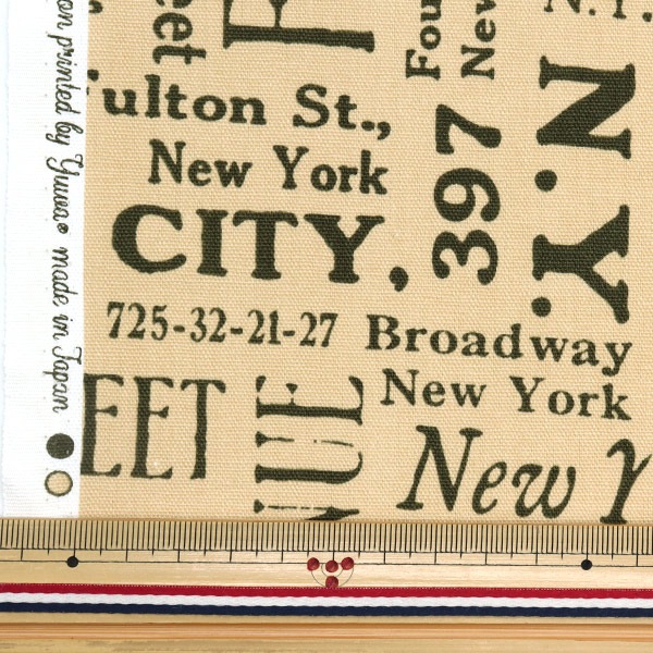 数量5から】 生地 『オックス 英字柄 CC823184-3』 YUWA 有輪商店