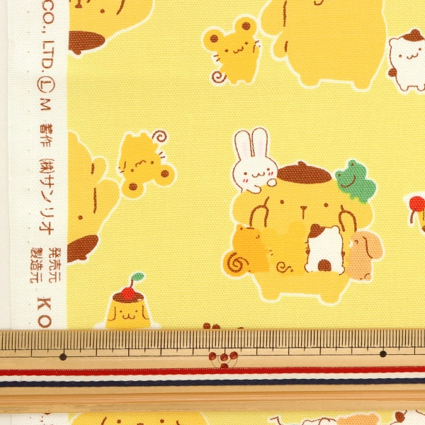 数量5から】 生地 『オックス ポムポムプリン プリン柄 イエロー G