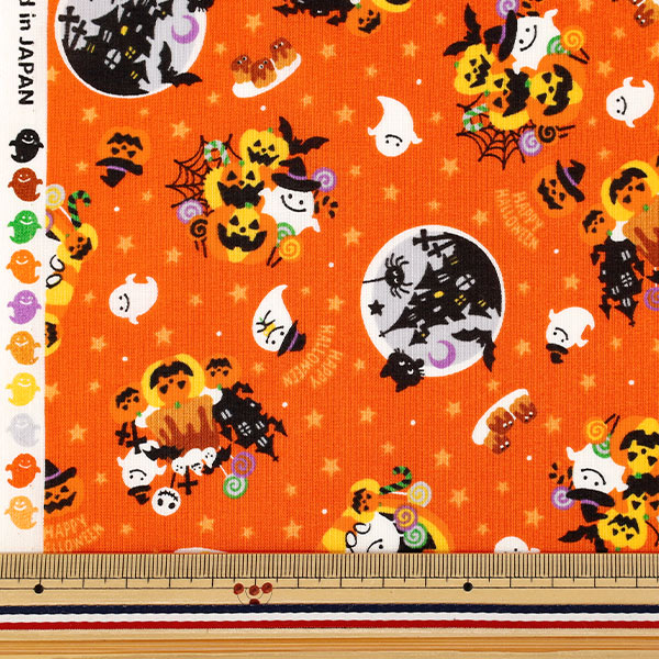 生地 『スケア ハロウィン カットクロス 約108cm×50cm オレンジ C