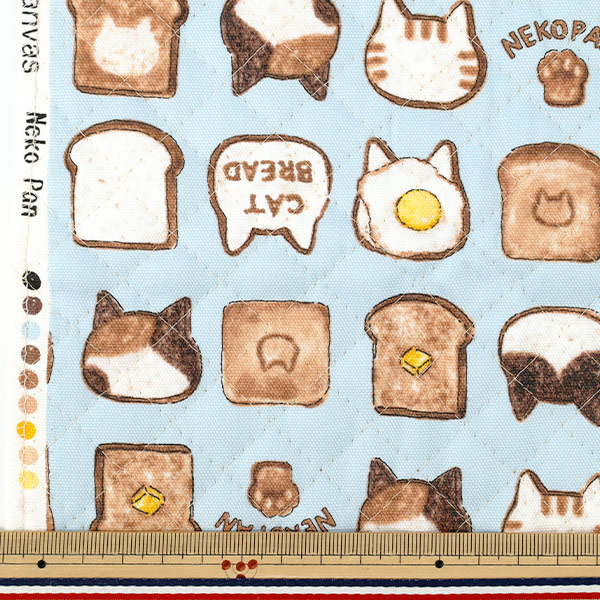生地 『カラフルキャンバス オックスキルト ねこパン カットクロス 約