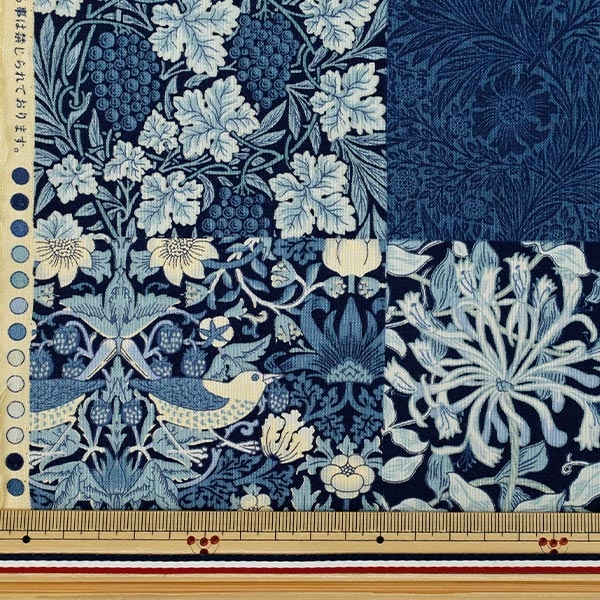 数量5から】 生地 『V&A シーチング モリスモザイク インディゴ