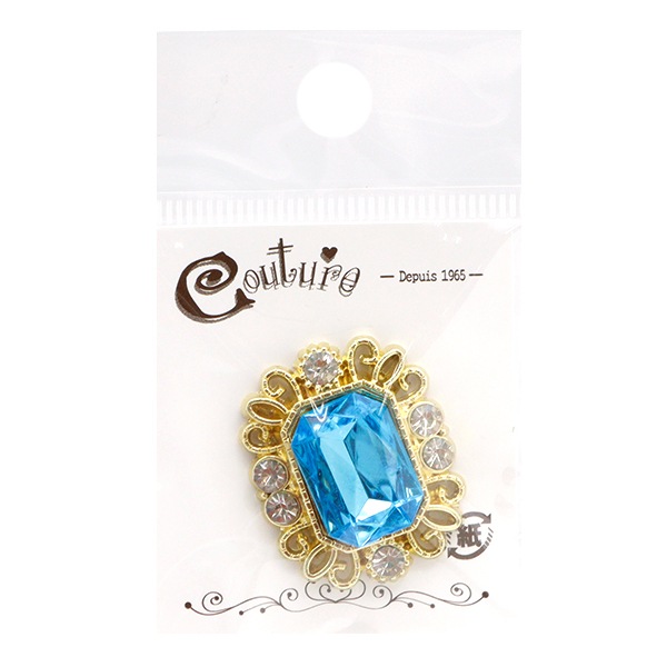 手芸パーツ 『ビジューセンターパーツ 1個入り 32mm×25mm スカイブルー