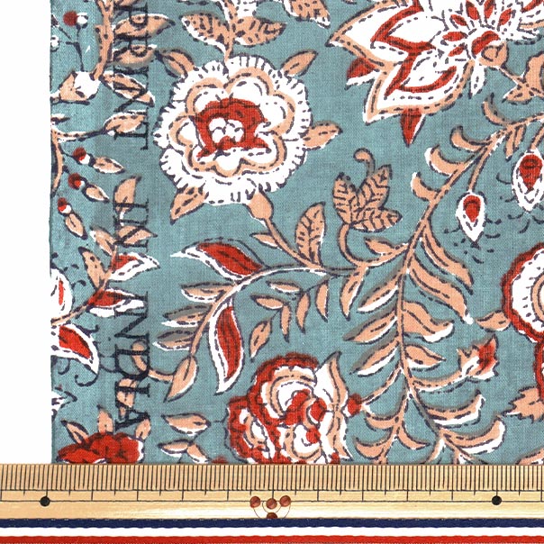 Yourelia　生地合わせ Yourelia 生地合わせ flowertile（ブルーグリーン） - 生地と型紙の