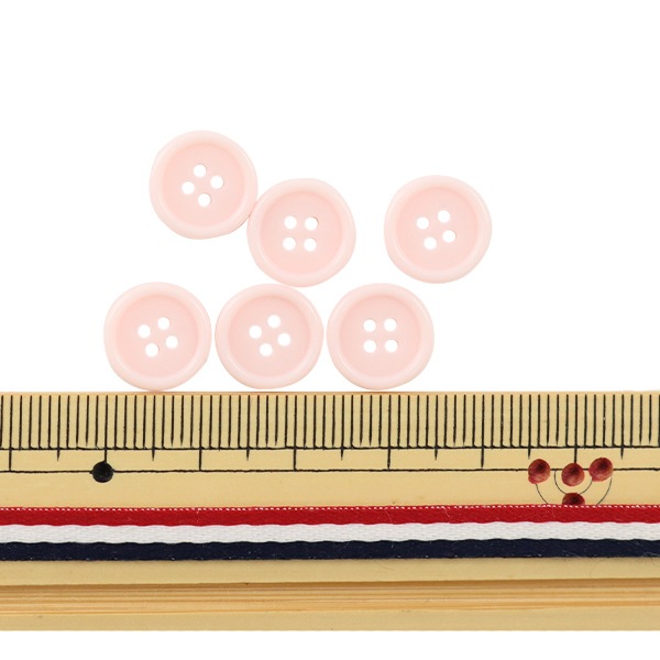 ボタン 『四つ穴ボタン 11.5mm 6個入り ピンク PYTD10-11.5