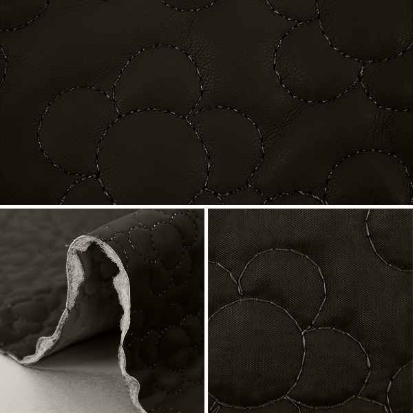 生地 『合皮キルトカットクロス フラワー 約65×80cm ブラック CQ-GO-FL