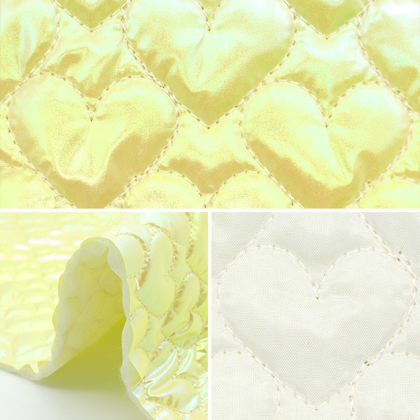 生地 『ハートホログラムキルトカットクロス 約65cm×70cm イエロー C