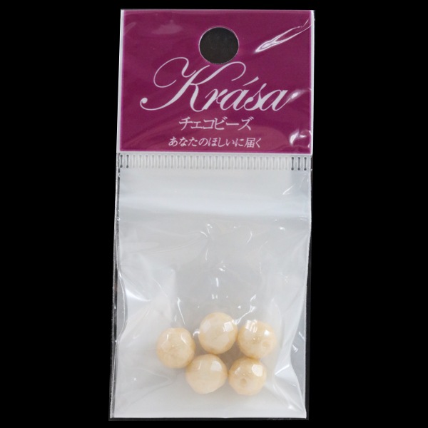 ビーズ 『ファイアポリッシュ チョークホワイトシャンパンラスター 8mm