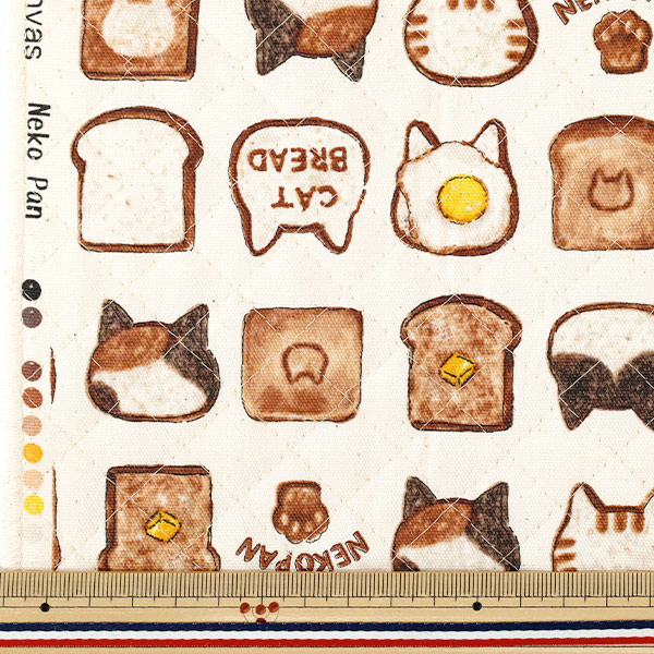 生地 『カラフルキャンバス オックスキルト ねこパン カットクロス 約