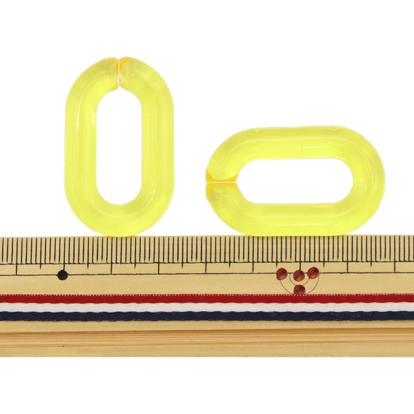 ビーズ 『アクリルパーツ チェーンクリア イエロー 5個入り 24mm×39mm