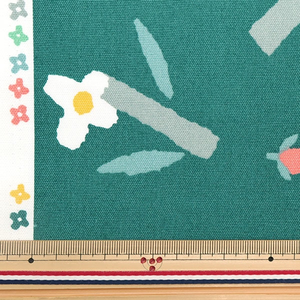 数量5から】 生地 『オックス 北欧の森 野の花 グリーン AP31703-1D