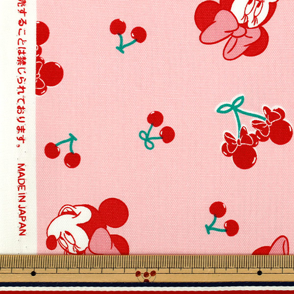 数量5から】 生地 『オックス ミニーマウス チェリー ピンク GR-1152