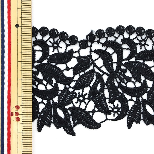 数量5から】 レース 『レース ブラック 約6cm幅 ISY-6-22-4b』 服飾,綿