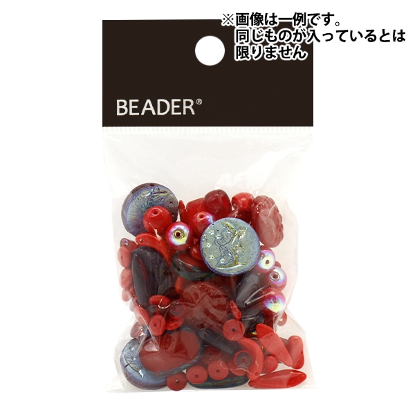 ビーズ 『チェコビーズ ミックスアソートパック 50g レッド MIX-RED-1