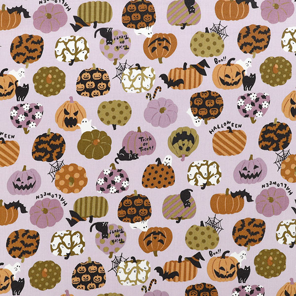 生地 『スケア ハロウィン カットクロス 約108cm×50cm ソフトパープル
