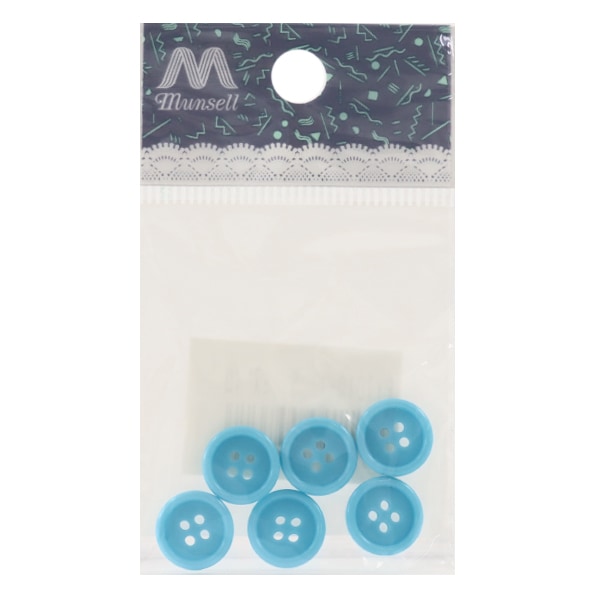 ボタン 『四つ穴ボタン 11.5mm 6個入り 水色 PYTD10-11.5』 服飾