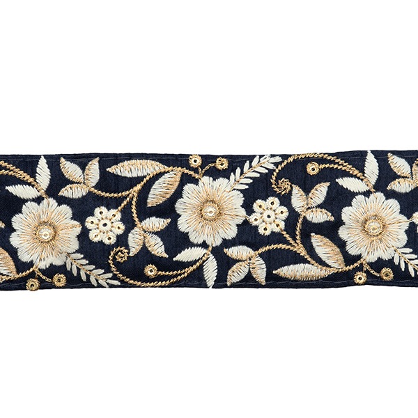 数量5から】 手芸ブレード 『2022 インド刺繍ブレード ネイビー