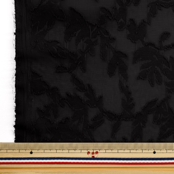 数量5から】 生地 『カットジャガード ボタニカル ブラック CJAC-BOT