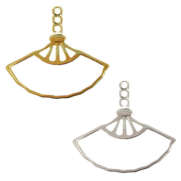 ビーズセール】手芸金具 『バックキャッチピアスパーツ 扇 銀色