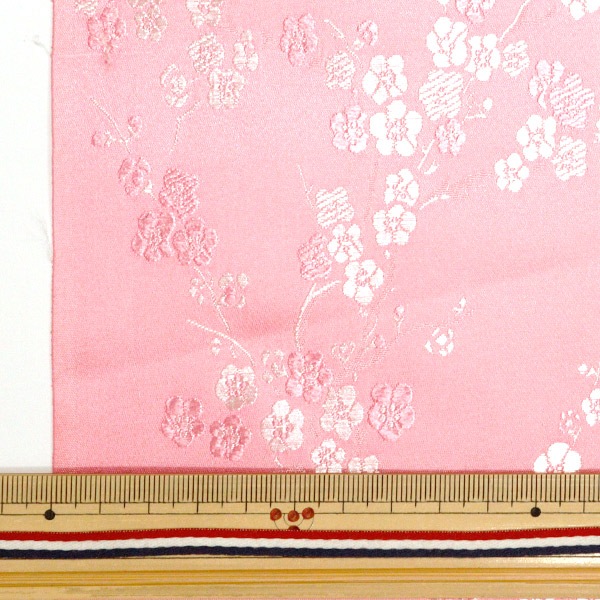 数量5から】 生地 『コスチュームチャイナブロケード 梅の花 桃地×桃糸
