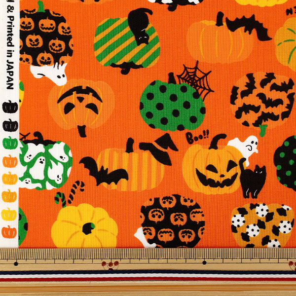 生地 『スケア ハロウィン カットクロス 約108cm×50cm オレンジ C