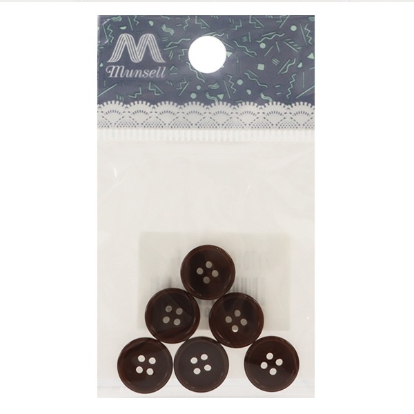 ボタン 『四つ穴ボタン 11.5mm 6個入り 茶 PYTD10-11.5』 服飾,ボタン