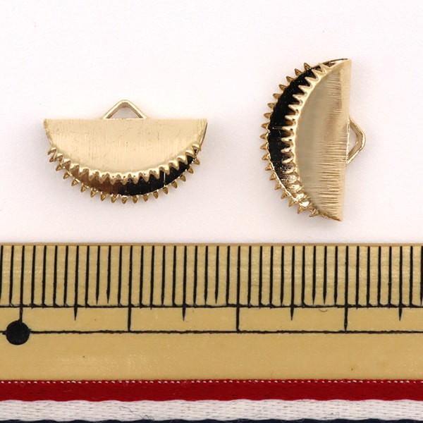 手芸金具 『リボン留め金具 半円 ヘアライン仕上げ 15×9mm ゴールド 2
