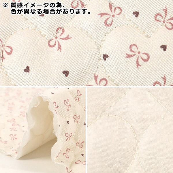 生地 『インクジェットプリントキルト リボン ホワイト 130cm×50cm