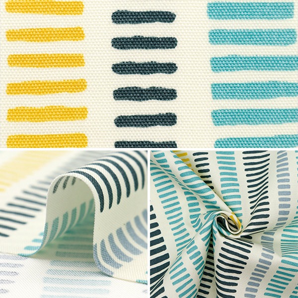 数量5から】 生地 『オックスプリント スティック キナリ×ブルー 142