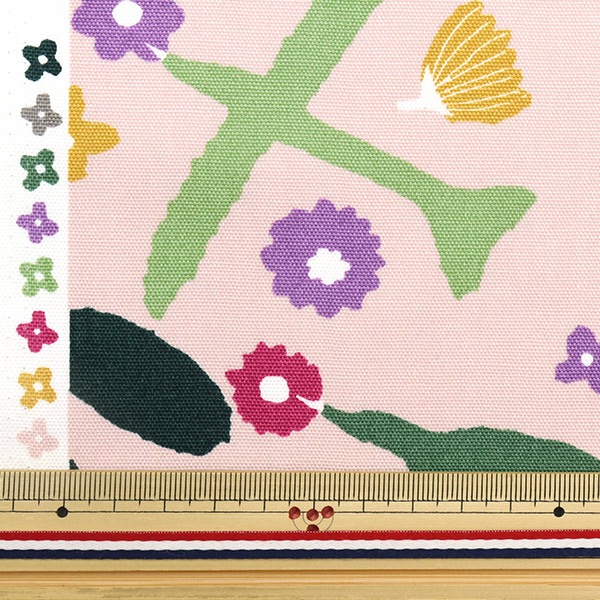 数量5から】 生地 『オックス 北欧の森 とりと花 ピンク AP31703-2B