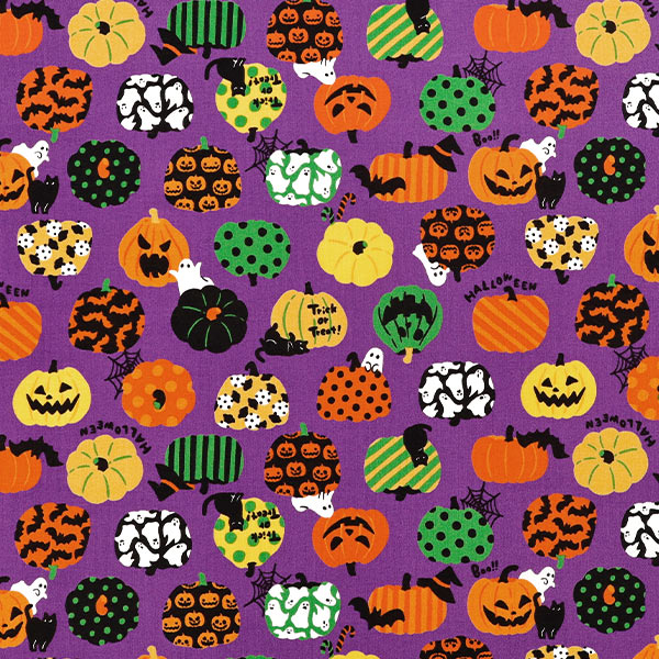生地 『スケア ハロウィン カットクロス 約108cm×50cm パープル C