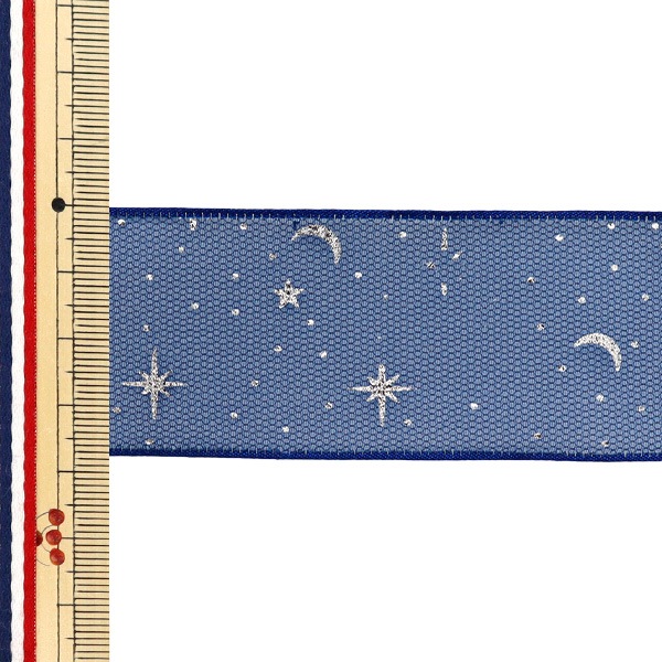 リボン 『オーガンジープリントリボン 星月夜 約幅38mm×長さ3m