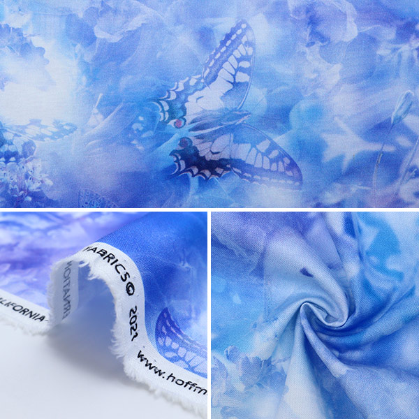 数量5から】 生地 『インクジェットプリント ユリと蝶々 T4902-352