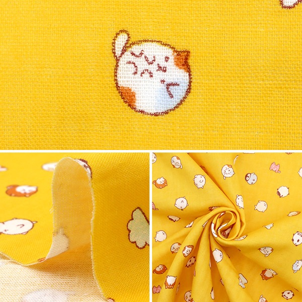 数量5から】 生地 『ダブルガーゼ MOFUNIMAL ドット柄 イエロー