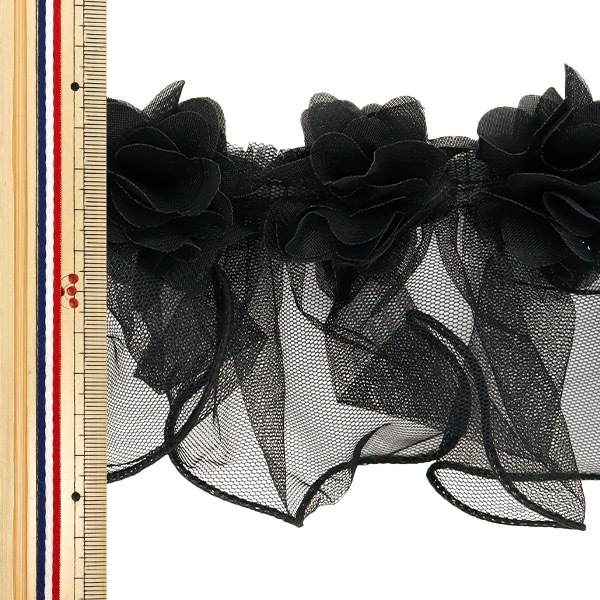 数量5から】 フリルリボンテープ 『フラワーチュールフリル 約110mm幅