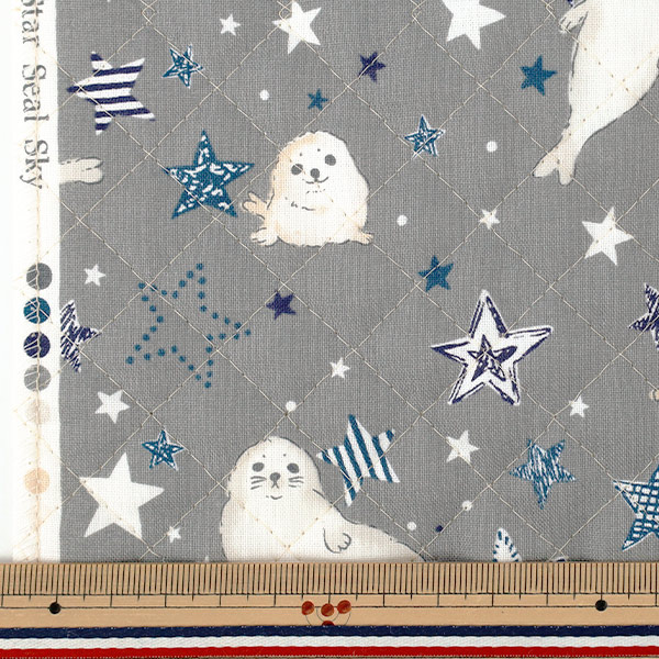 生地 『カラフルキャンバス シーチングキルト あざらし カットクロス