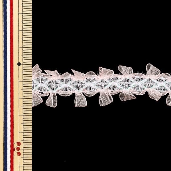 数量5から】 レースリボン 『クロスリボンレース 幅約25mm ピーチ