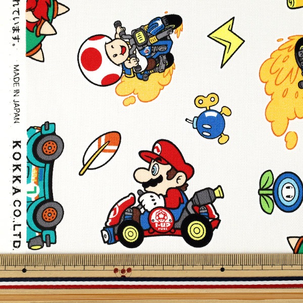 数量5から】 生地 『オックス マリオカートワールド ライトグレー G