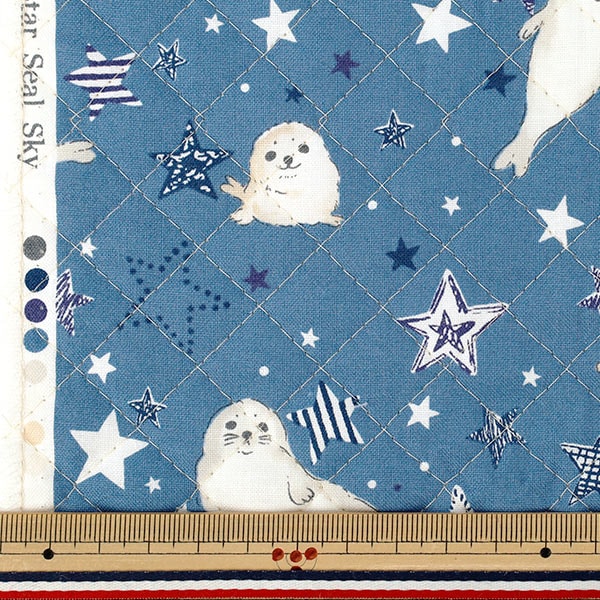 生地 『カラフルキャンバス シーチングキルト あざらし カットクロス