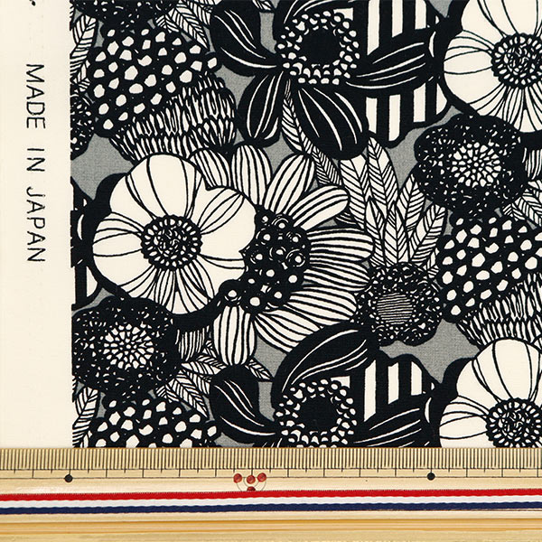 数量5から】 生地 『う早この布 ブロード ミニアートフラワー グレー