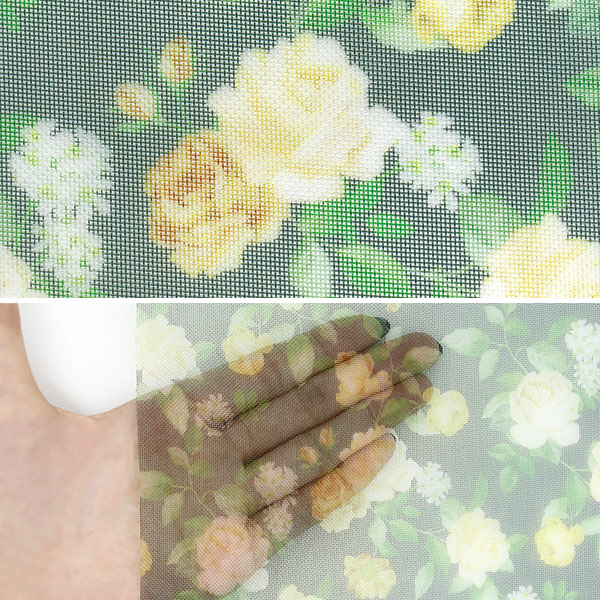生地 『チュールプリントカットクロス 黄バラ柄 約70cm×98cm C-TDP6260