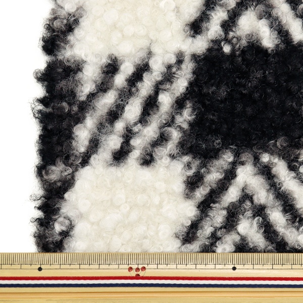 数量5から】 生地 『カーリーウールライク ブラックギンガム CRWLLK