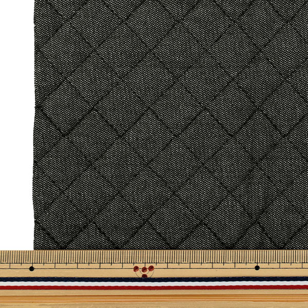 生地 『デニムキルトカットクロス 格子 約65×80cm ブラック CQ-DE-K-BK