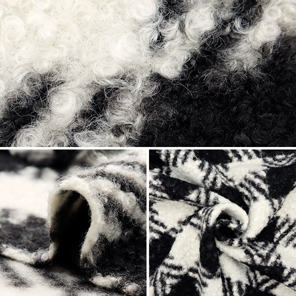 数量5から】 生地 『カーリーウールライク ブラックギンガム CRWLLK